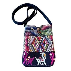 Guatemalan Huipil Handwoven Crossbody Bag Tapestry Aztec Festive 100% Cotton